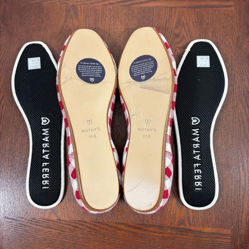 Rothy’s x Marta Ferri Red Checkered Gingham Loafers 11.5 - Picture 9 of 9